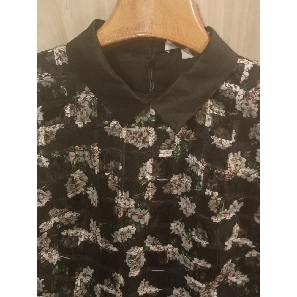 Erin Fetherston Womens Black Floral Peter Pan Collar Sleeveless Mini Dress Size6 - Picture 4 of 9